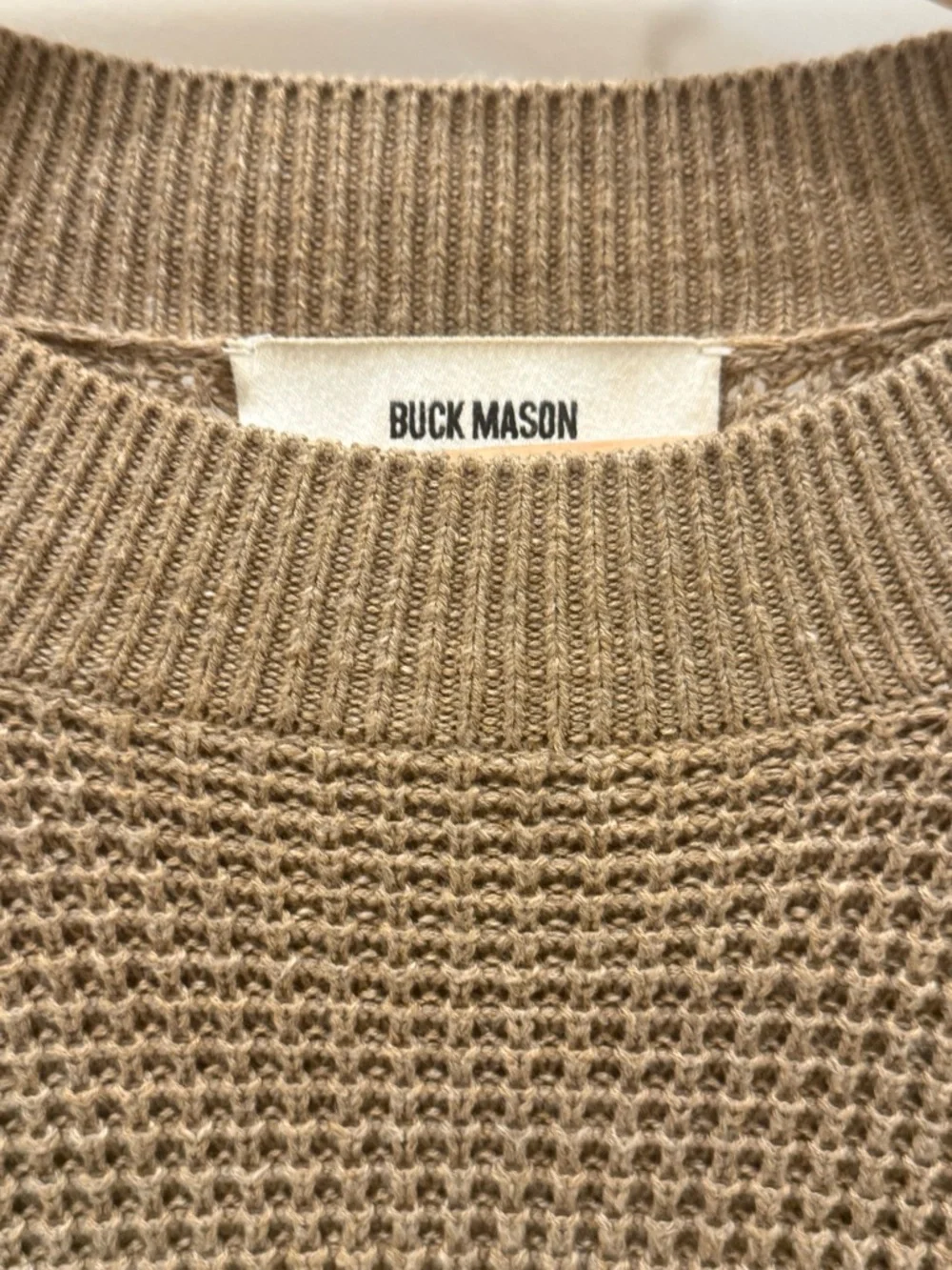 Buck Mason tan Crewneck Waffle Knit Sweater - Picture 3 of 5